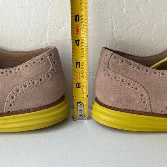 Cole Haan Alisa Lunargrand Wingtip Oxfords Women's 7.5 Tan Neon Suede Preppy - Picture 12 of 14